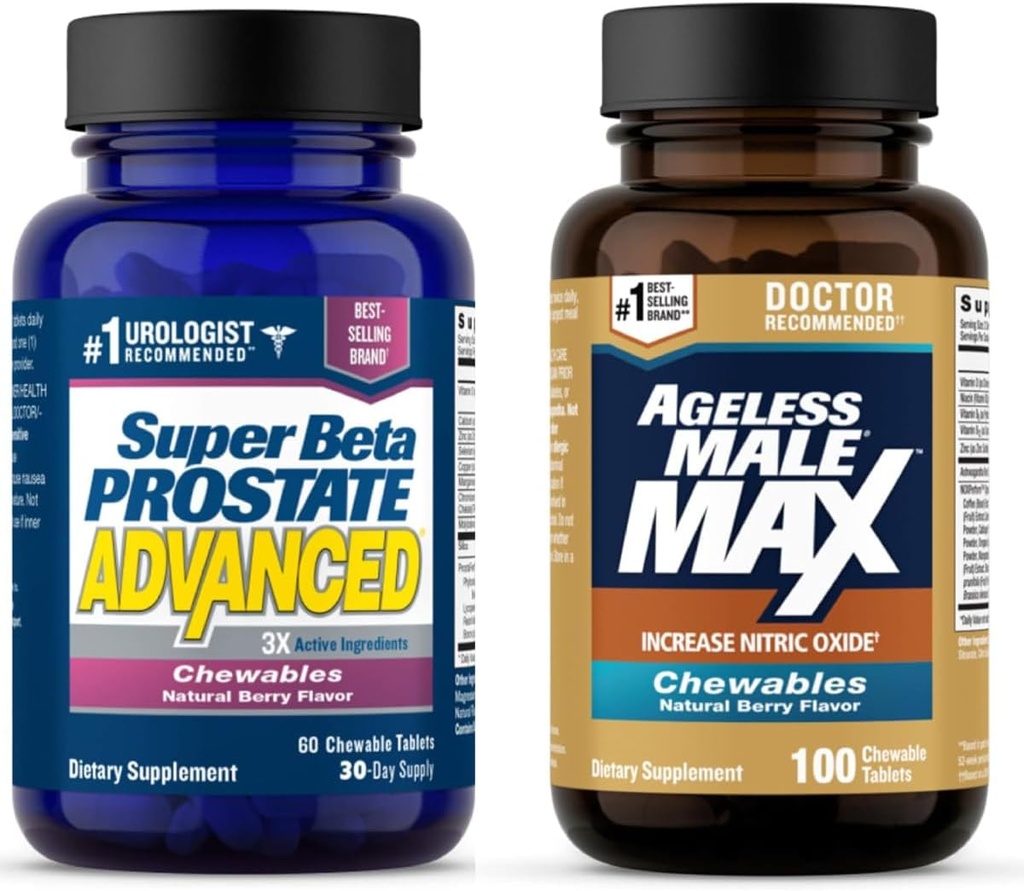 Super Beta Prostate Avansate și Ageless Masculin Max Oxid de azot Booster Suplimente masticabile