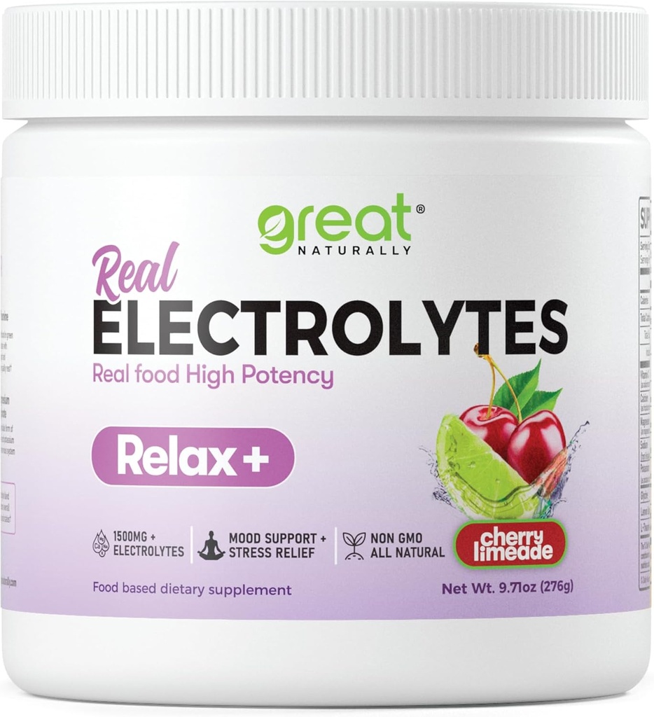Relax+ Cherry Limeade calmare Electrolit Supliment: Hydration & Mood Support for Relaxation, Stres Relief, Adrenal & Cortisol Support - Glicină, L-Theanină, Lemon Balm - Statele Unite ale Americii Made