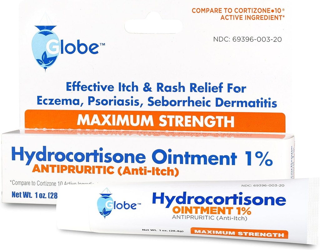 Putere maximă Globe Hydrocortizon Unguent transparent 1%,1 oz 