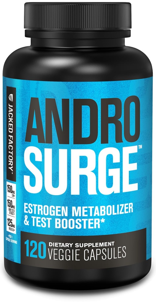 Fabrica Jacked Androsurge Estrogen Blocker pentru bărbați - Testosteron naturale Booster pentru bărbați și estrogen Metabolizer cu Tongkat Ali, DIM, Long Jack & More - Test Booster & Muscle Builder - 120 Conte