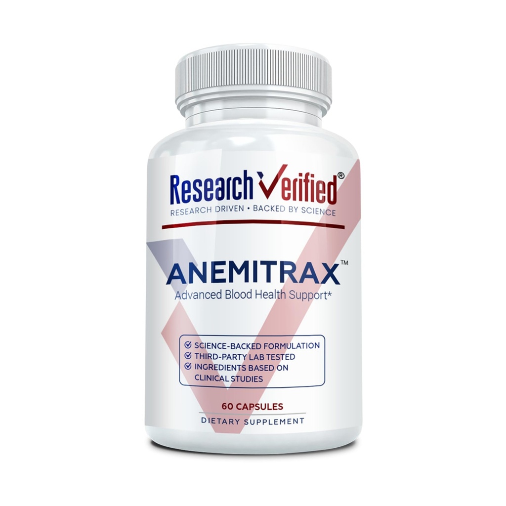 Suport Anemia verificat - Replenish fier, Regeleta Hemoglobina, Imbunatatirea Energiei - Fier, Vitamina C, Vitamina A, B12, Folate, BioPerine - 60 Capsule - Vegan