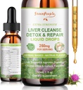 GREENPEOPLE Ficat Cleanse Detoxifiere & Drops de reparații - Suplimentul ficatului w/Milk Thistle Silymarin, Artichoke & Dandelion pentru dezintoxicare hepatică și suport- 16x Potent Herb-Nutrients - 1Fl Oz Flavor natural