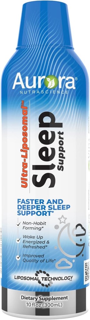 Vida Lifescience Aurora Nutrascience Ultra-Liposomal Sleep Support, Includes Melatonin, L-Theanin, Ashwagandha and Calming Chamomile, Mușetel, 30 Servings, 10 fl oz