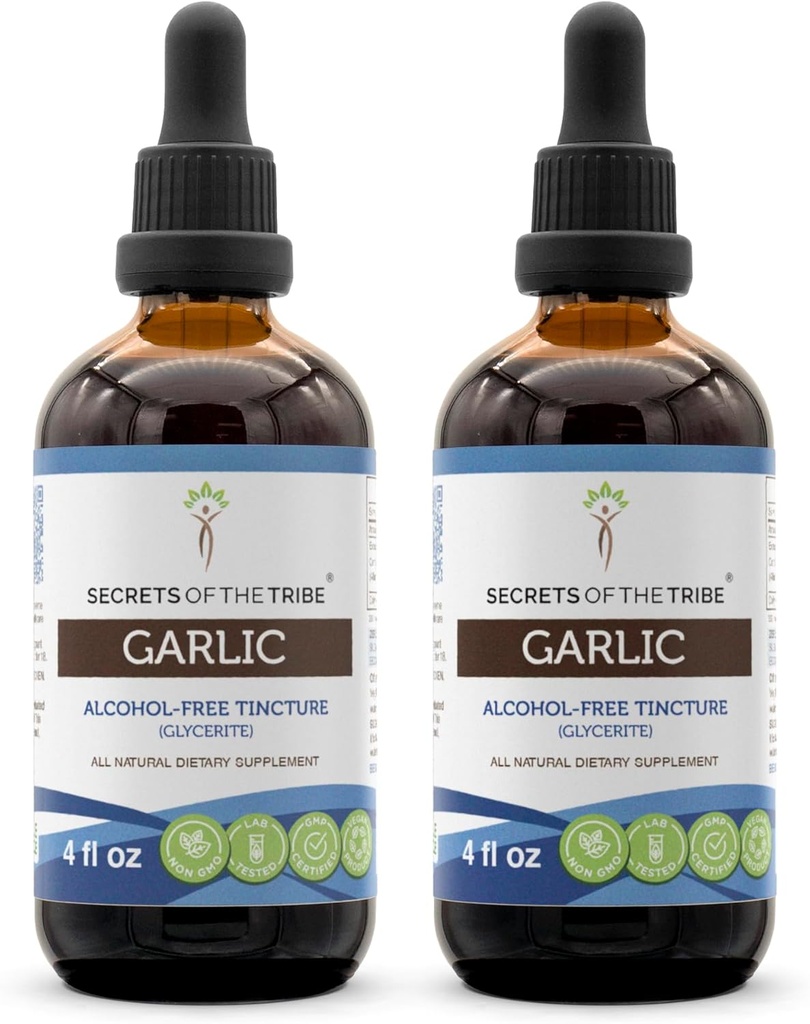 Usturoi Tinctură Extract lichid fără alcool, Usturoi uscat Bulb (2x4 FL OZ)