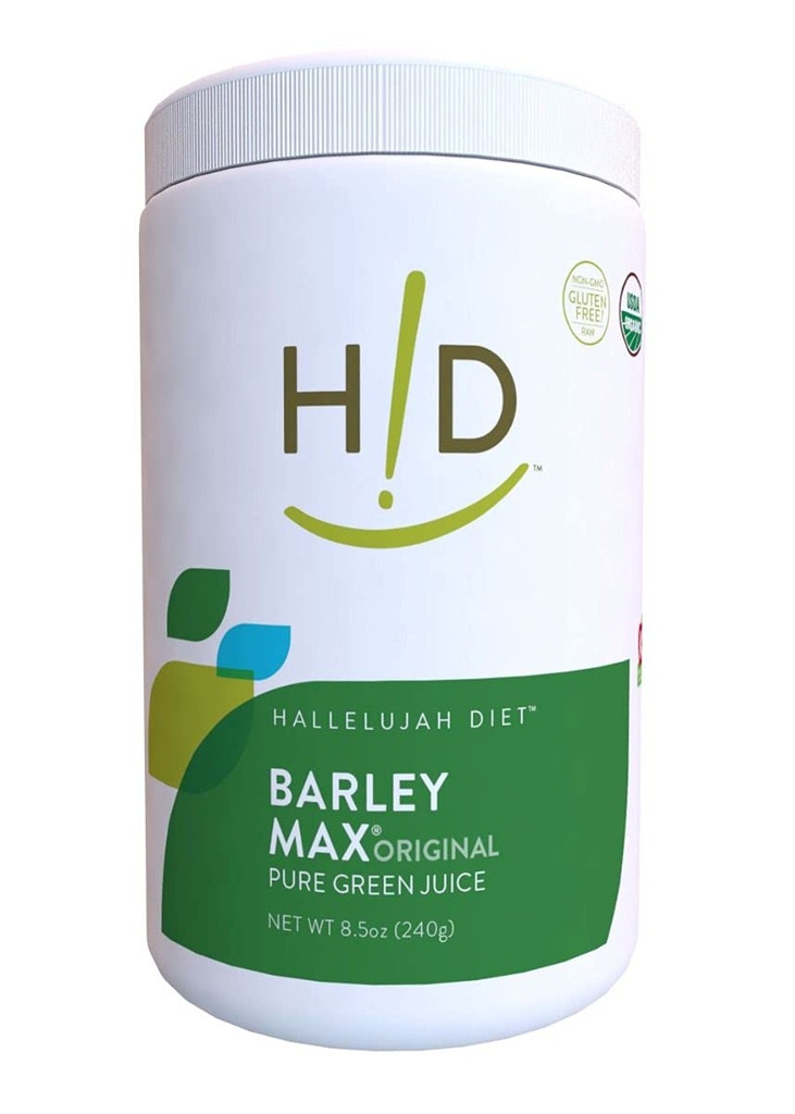 Hallelujah Diet Organic BarleyMax - Barley Grass Juice și Alfalfa Juice Powder, Vegan Formula, Plant-Based Supliment alimentar, Sănătate Produse alimentare, Original, 8.5 Ounce Sticla (60 zi de aprovizionare)