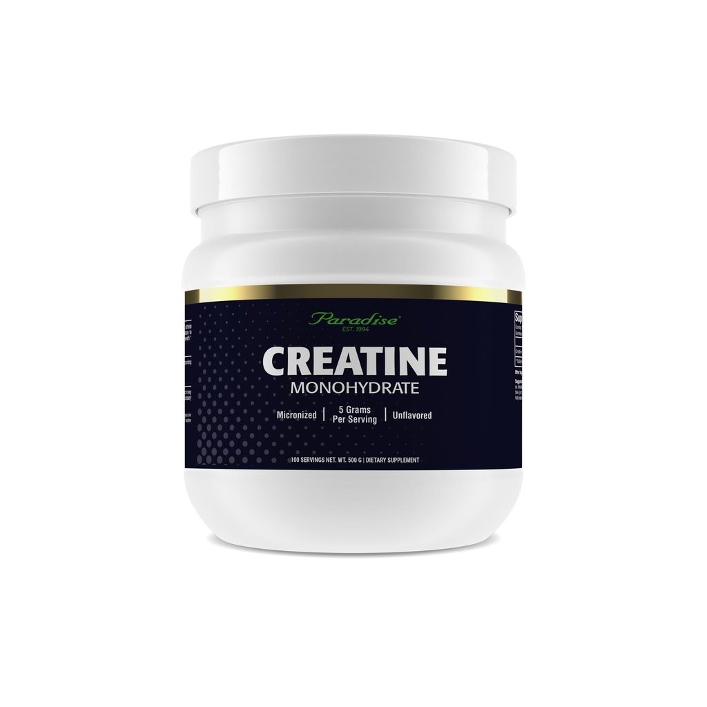 Paradise Creatin Monohidrat pulbere, Micronit pentru o absorbţie îmbunătăţită, susţine musculare Clădire & performanţă sportivă, 500g, 100 Servings