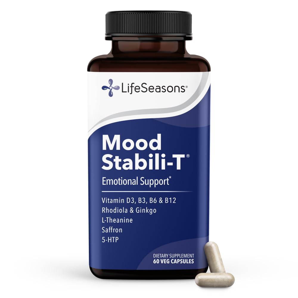LifeSeasons - Stabili-T - Booster Mood pozitiv - Calm și fericire îmbunătățită - Mintea relaxată și echilibrată - conține Rhodiola, Ginkgo Biloba și vitamina D3 - (60 capsule)