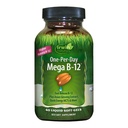 Irwin Naturals One-Per-Day Mega B-12 1.500mcg High Potence Methylcobalamină Vitamina - Absorbție rapid îmbunătățit cu MCT + Asian Ginseng - Boost de energie naturală - 60 Softgels lichid