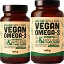 Vegan Omega 3 60 Softgels & 180 Softgels Bundle - Plant based DHA & EPA Fatty Acids - Carragenan Free, Alternative la ulei de pește, Sprijină inima, creier, sănătate comună - Sustenabil surse Algae