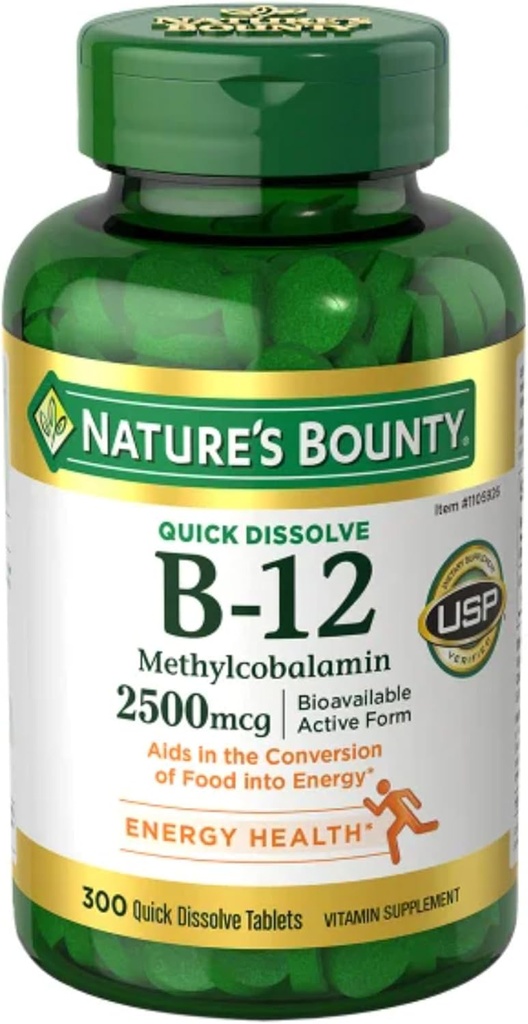 OProCyn Natures Boun ty Vitamina B-12 2500 mcg, 300 comprimate cu dizolvare rapidă