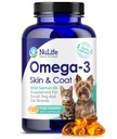 Omega 3 ulei de pește pentru câini de talie mică și pisici - Pet Fish Suplimentul de ulei de pește cu DHA & EPA acidi grasi pentru piele sanatoasa si haina - Îmbunătățește topirea și ușura uscat, mancarimi piele - 500 mg - 120 capsule