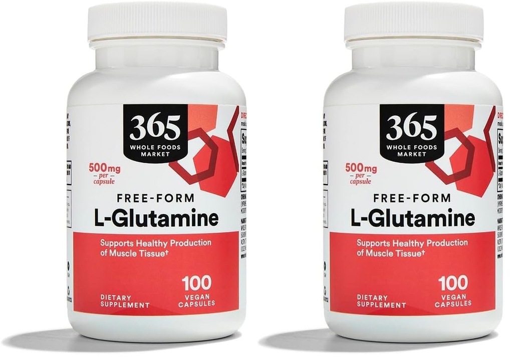 Întreaga piață de alimente, L Glutamina 500Mg Veggie Caps, 100 Conte (Pachet de 2)
