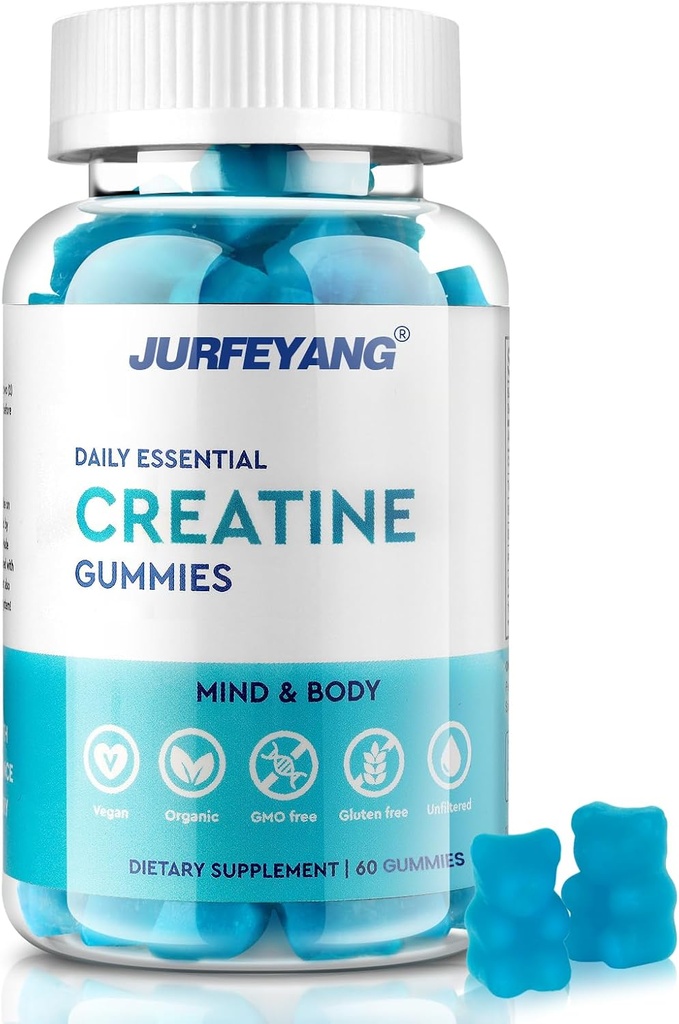 NutraBits Creatina Monohidrat Gummies, 5g Creatina Monohidrat Per Servire - Fără zahăr sau culori artificiale, Vegan & Halal - Aroma de afine - 60 Gume