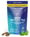 Ceai albastru de fertilitate Stork Men: Suplimente de fertilitate organică pentru bărbați, ceai verde, rădăcină Maca, și Ginkgo Biloba pentru sănătatea reproductivă masculină, mentă, 15 Sachete