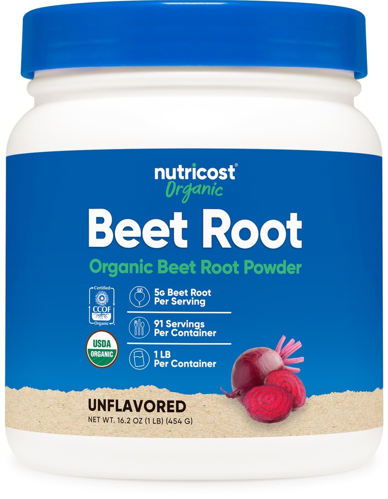 Nutricost Organic Beet Root Powder 1 LB - Vegan, Superfood, certificate USDA Organic