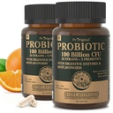 Probiotice cu prebiotice pentru barbati si femei - 35 tulpini Probiotice organice 100 miliarde CFU pentru sanatate gutoasa si digestiva, Supliment acidofile Vegane Probiotice, Capace probiotice non-GMO brute 120