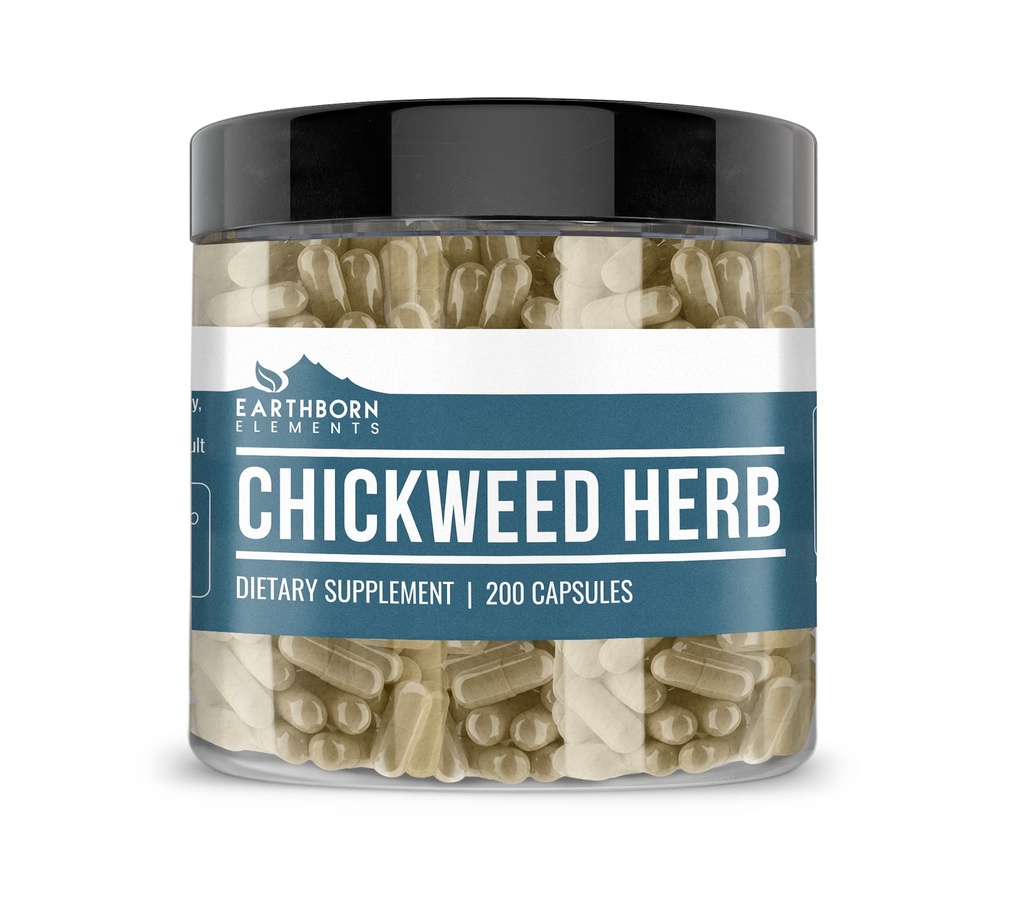 Elemente pământene Chickweed Herb (200 capsule) Pure, fără umpluturi sau aditivi