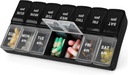 7 zile AM săptămânal Organizator de pastile, 2 ori pe zi pastile mari cutie de pastile pentru suplimente de vitamine pastile (Black+White,2 ori)