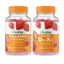 Colagen și vitamina C cu viață + vitamina D3 + vitamina K2, Gummie Bundle - mare degustare, supliment de vitamine, gluten gratuit, OMG-uri fără, guma de mestecat