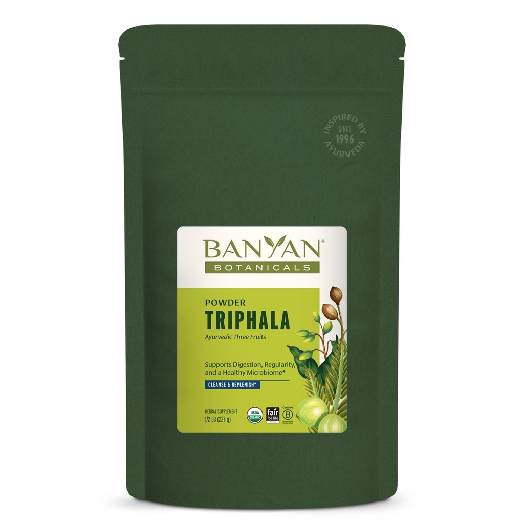 Banyan Botanics Triphala Powder - Organic Digestion Supplement with Amla, Haritaki & Bibhitaki 