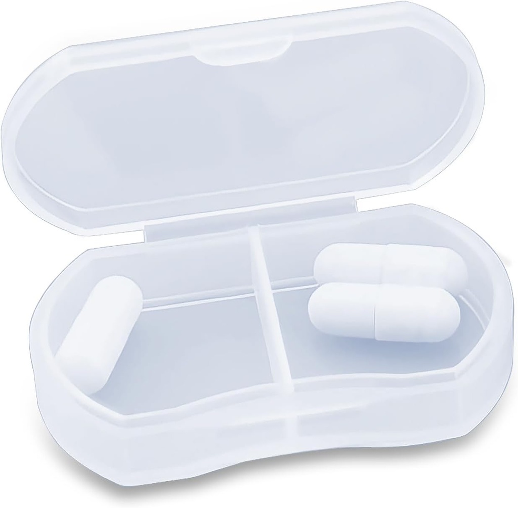 Case pilula pentru Purse Micul Organizator Pilula Portabil Travel Daily Pilula Containere AM & PM Mini Pilula Cutie Vitamina, Ulei de peste, Supliment detinator (1 PCS, alb)
