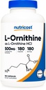 Nutricost L-Ornitina 500mg, 180 capsule - non-GMO și gluten liber
