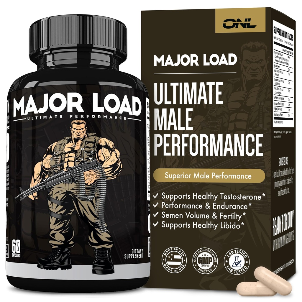Booster de sarcină majoră testosteron pentru bărbați - Testosteron Supliment cu buruieni de capră excitat, Maca Root, & Tribulus Terrestris - Tongkat Ali Men's Energy, Rezistență și rezistență - Test Booster 60 capsule