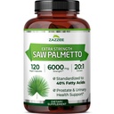 Zazzee Extra Putere Saw Palmetto 20:1 Extract, 6000 mg Putere, 40% Acid gras, 120 Capsule Vegan, 4 Luna Aprovizionare, concentrat și standardizate 20X Extract, non-GMO, All-Natural, Made in the USA
