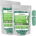 XPRS Nutra Vegan Size 00 Capsule separate - 100 capsule Premium goale separate în pungi - 00 pastile goale pentru umplere suplimentară DIY (Sage Green)