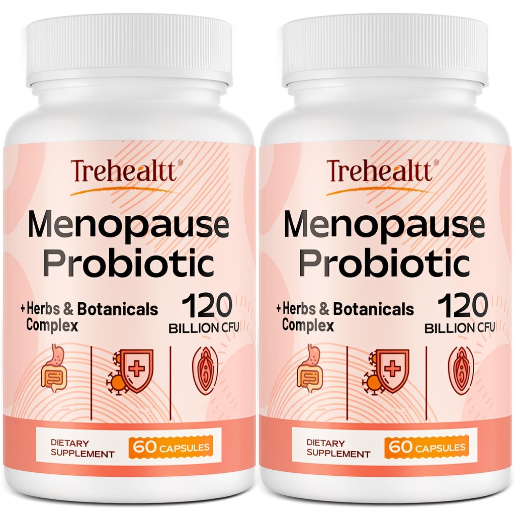 Menopause suplimente pentru femei, 120 Miliarde CFU Probiotic, 13-in-1 Herbs & Botanicals Complex, pentru Hormone Menopause, Hot Flashes, Transpirații de noapte, Swings de mood, Disturbane de somn, Vegan, 120 Caps