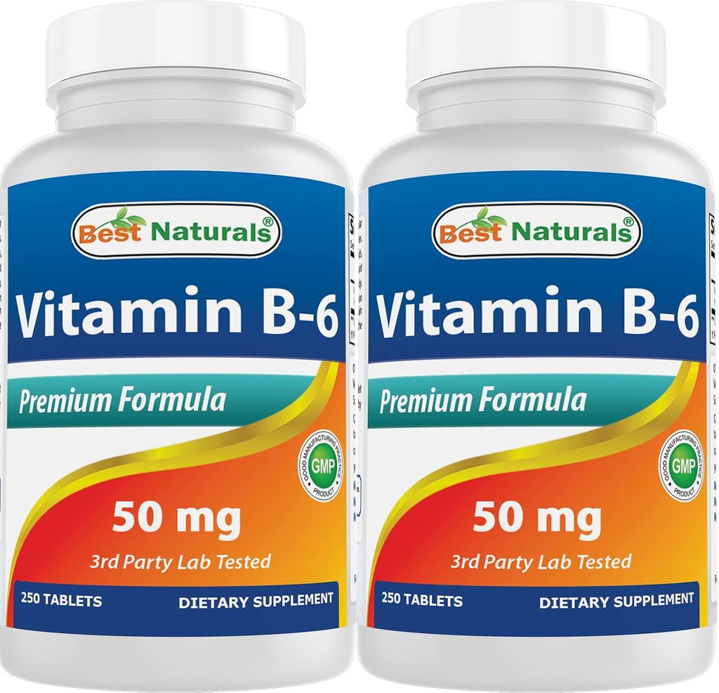 Cele mai bune naturale Vitamina B6 50 mg 250 comprimate (250 număr de 2)