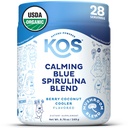 KOS Calmant Blue Spirulina Blend- USDA Certified Organic - Algae Superfood Powder cu Ashwagandha Root, Lemon Balm, Reishi Mushroom, B Vitamine - Berry Cooconut Cooler Aroma, 28 Serviri