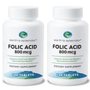 Splendor Acid folic 800 mcg Suplimentul Pamantului, sustine sanatatea inimii, sustine sanatatea reproducerii feminine, Tablete netede acoperite (800 mcg, 200 comprimate, ambalaj de 2)