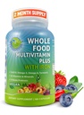 Vegan Whole Food Daily Multivitamine cu fier, Multivitamine metilizate pentru femei si barbati, Made with Fruits & Legume, B-complex, Probiotice, Enzime, CoQ10, Omegas, Turmeric, Non-GMO, 180 Count