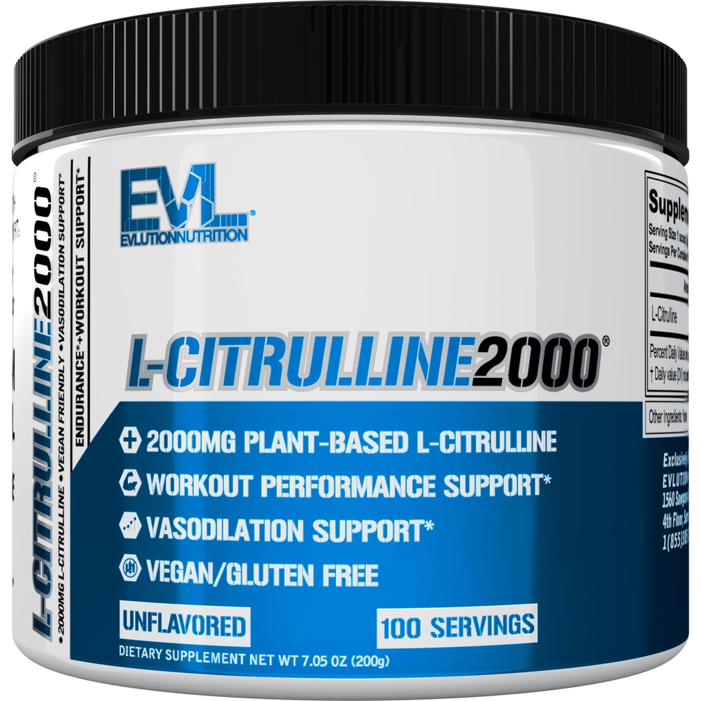 L-Citrulin2000 Oxid de azot pre pulbere de antrenament - L de înaltă rezistență L Citrulină pulbere pentru creșterea forței musculare și pompe intense - plante pe bază de oxid de azot - fără aromă
