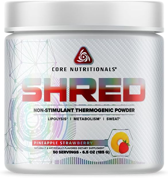 Nucleu Nutritionals Platinum Shred Non-Stimulant, Fat Burning, Pulbere termogenică cu 1G Acetil-L-Carnitina 50 Servings (Pineapple Strawberry)