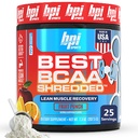 BPI Sport Cel mai bun BCAA Shreded - Caffeine Free Thermogen Recovery Drink, Lean Muscle Building BCAA Powder pentru femei și bărbați, Preworkout BCAAs Amino Acids Drink- Fruit Punch - 25 Servings