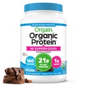 Orgain Organic Vegan Proteine + 50 Superfoods Pulbere, Creamy Ciocolata Fudge - 21g de proteine pe bază de plante, 9g Prebiotic Fibră, Fără Lactoză, Gluten gratuit, Nu Adăugat zahăr, 2.02 lb (Packing May Vary)