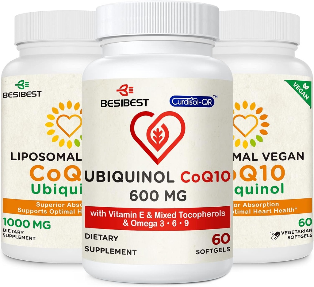 CoQ10 600mg 1PCS Bundle cu 1000mg Liposomal CoQ10 Ubichinol Supliment 2PCS