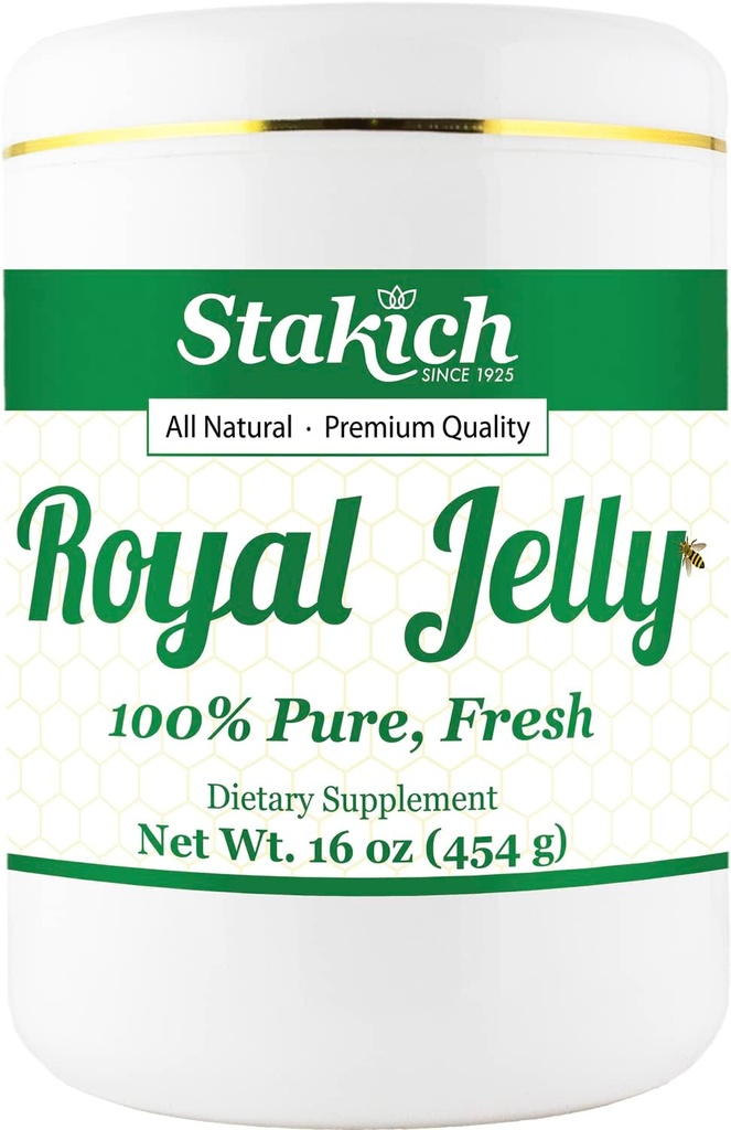 Stakich proaspat Royal Jelly - Pure, Toate naturale - Nu aditivi sau conservanți adăugat - 16 Ounce (1 lira)