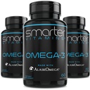 (3 Pack) Omega 3 inteligent ulei de pește, aroma Berry, Burpless, Degustare, 2000mg, DHA EPA Triple Putere creier, Made with AlaskOmega®