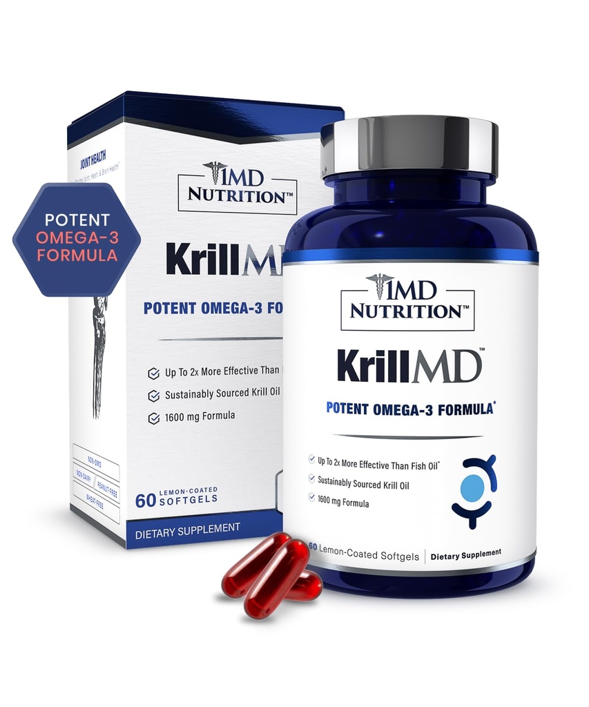 1MD Nutriţie KrillMD - Antarctica Krill ulei Omega 3 Supliment cu Astaxantină, EPA, DHA 