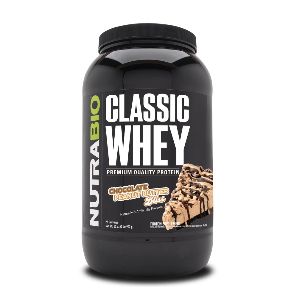 NutraBio Classic Whey Protein Powder- Full-Spectru Amino Acid Profile - Fără Fillere, Culori Artificiale, Conservanti - Index Glicemic Low - (Unt de arahide de ciocolată, 2 Lire)