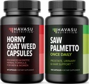 HAVASU NUTRITION Capsule cu buruieni de capră excitate (30 Servings) și capsule Palmetto de ferăstrău (100 serviri)
