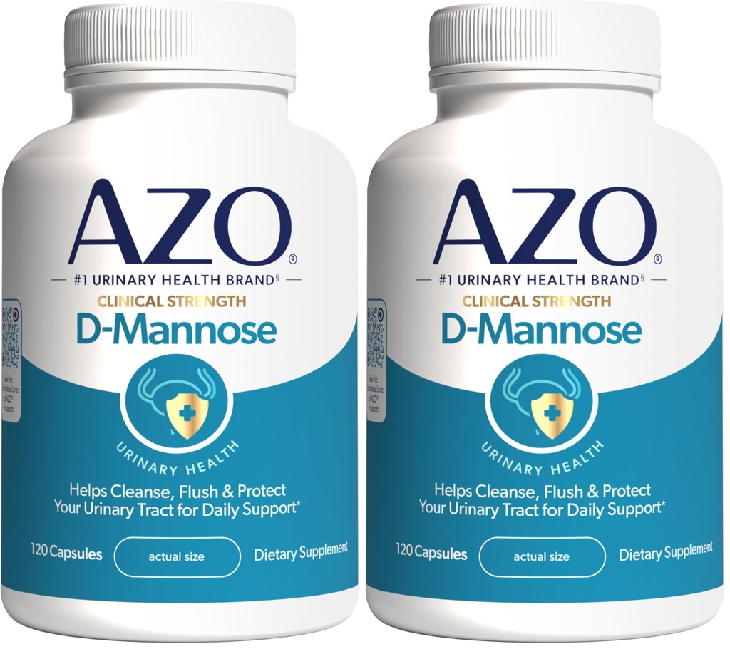 AZO D Manose Urine Tract Health, Cleanse, Flush & Protejaţi Tractul urinar, No.1 Farmacist Recomandat Brand, Clinic Force, Non-GMO, 120 Conte (Pachet de 2)