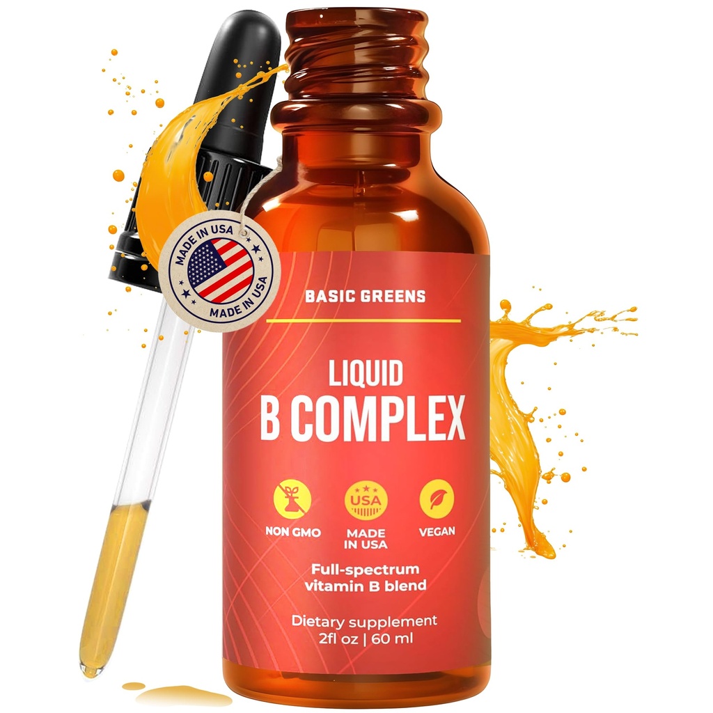 Vitamina B picaturi lichide complexe - Formula sublinguala, Maximizeaza absorbtia si creste energia - B1, B2, B3, B5, B6, B7, B9, B12 - Natural Vegan Supliment pentru Imunitate (B Complex)