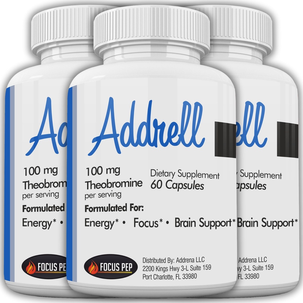 Energie Addrell Pastilele Stimulant- Suplimentul de studiu Pastile Alternative, Suplimente Nootropice Naturale & Cognitive Îmbunătățitor Substitut pentru a ridica claritatea mentală pentru femei și bărbați- 180 Capsule