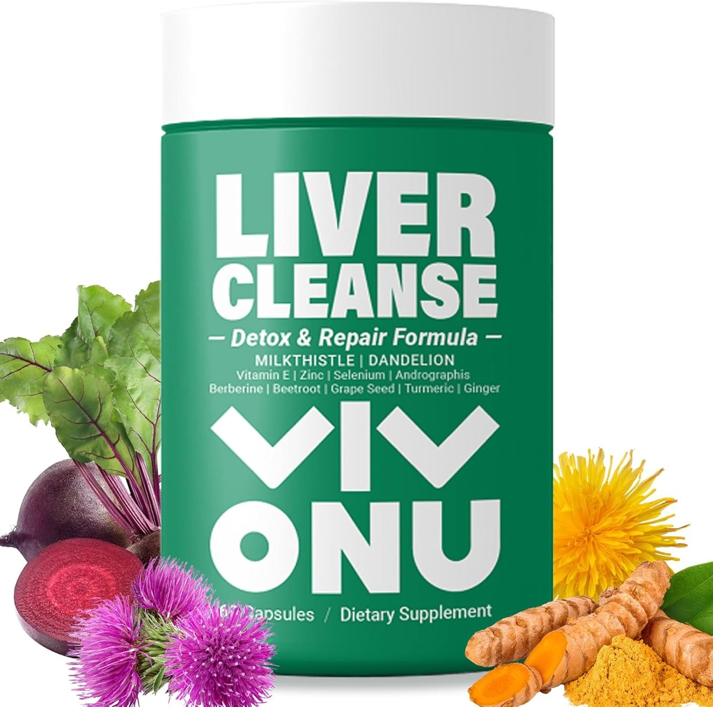 VivoNu Milk Thistle Silymarin & Dandelion Root Health Support, Antioxidant Support, Detox (60 Capsule/1 Flacon)