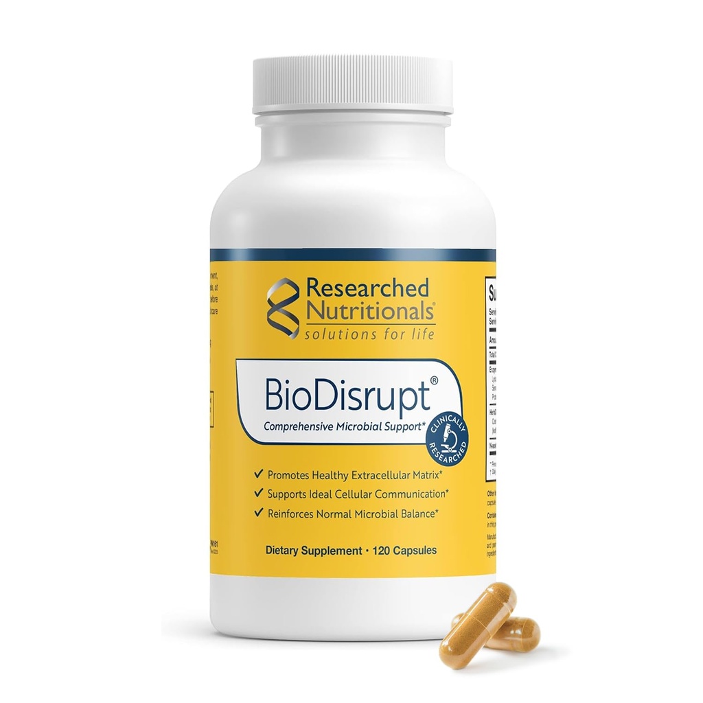 Cercetari nutritionale BioDisrupt - disrupt Biofilm Matrice - Formula clinic cercetate cu EnzimsDisrupt Enzyme Blend, Cranberry Extract & N-Acetyl Cysteine (120 capsule)