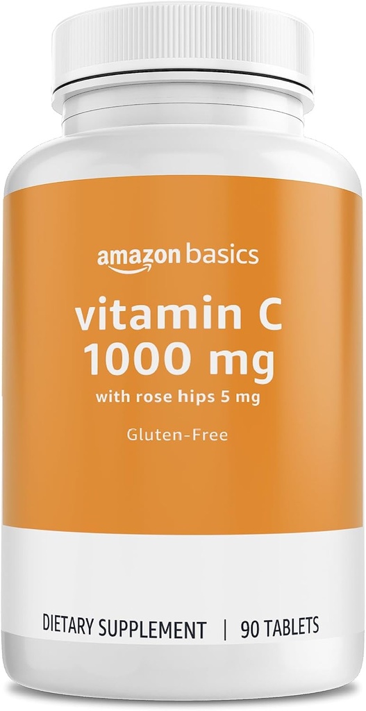 Basics - Vitamina C, 1000 mg cu Rose Hips 5mg, 90 comprimate (1 per servire), Gluten Free